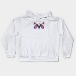 Purple Moth Watercolor Kids Hoodie